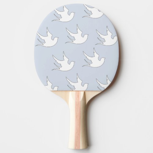 white doves on blue ping pong paddle