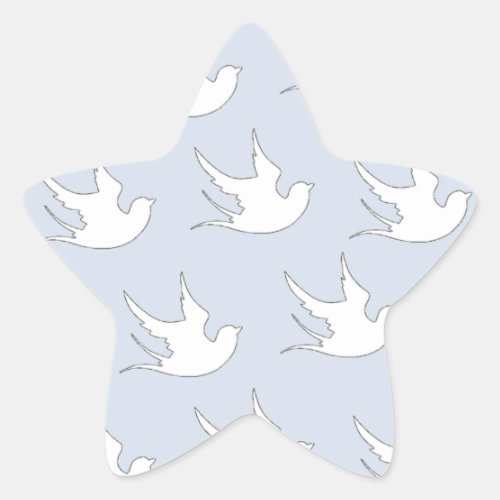 white doves on blue star sticker