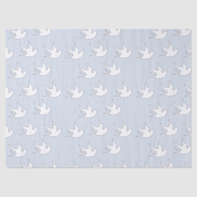 white doves on blue tissue paper (Front)