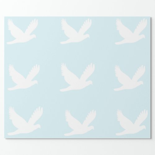 White Doves on Blue Wrapping Paper