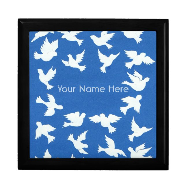 White Doves on Sky Blue Jewelry Box (Front)