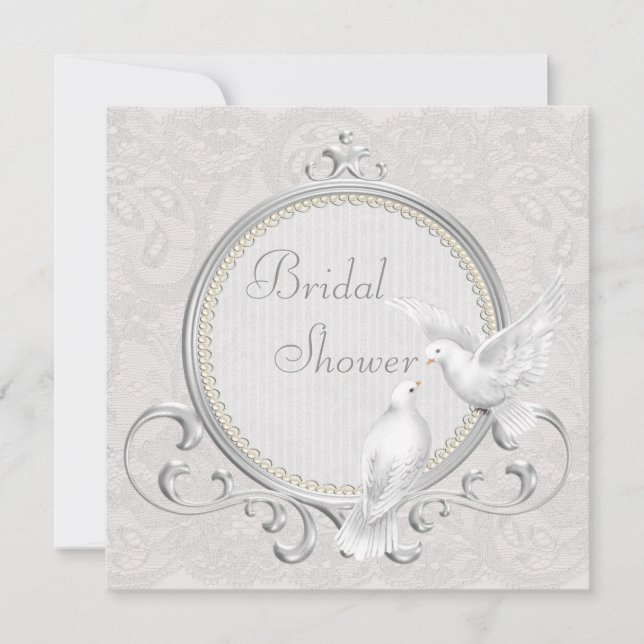White Doves & Paisley Lace Bridal Shower Invitation (Front)