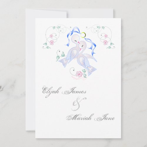 White Doves  Ring Wedding Invitation Cards