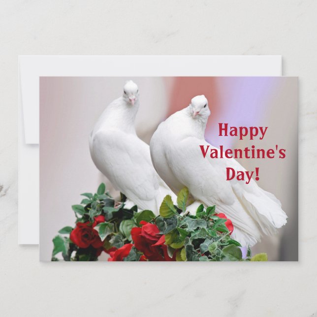 White Doves Valentine's Day Flat Card (Front)