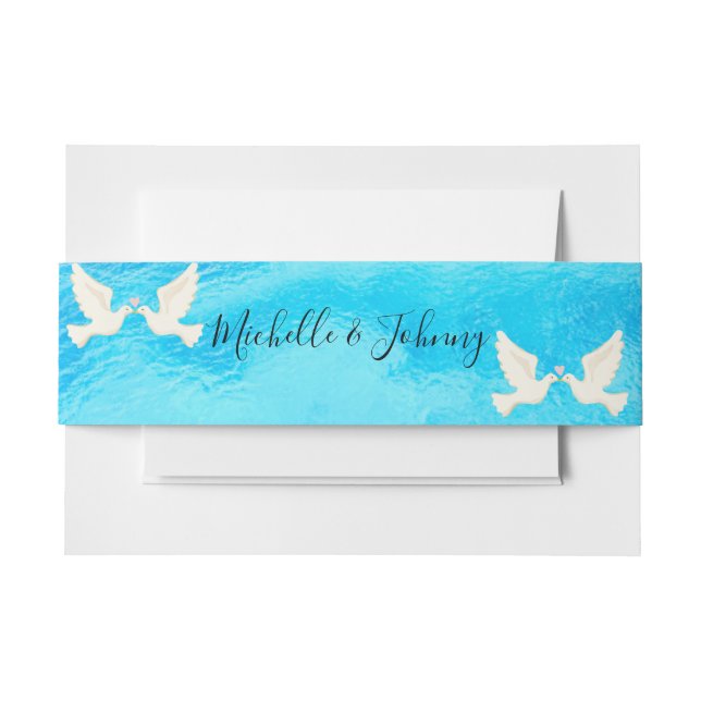 White doves with hearts, fully editable belly band (Front Example)