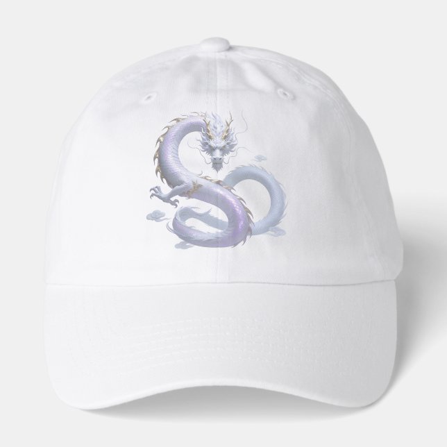 White Dragon Art | Mythical Fantasy Aesthetic | Or Hat (Front)
