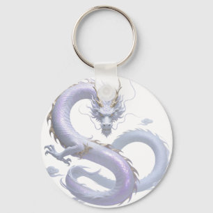 White Dragon Art   Mythical Fantasy Aesthetic   Or Keychain