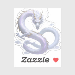 White Dragon Art Mythical Fantasy Aesthetic Or Sticker