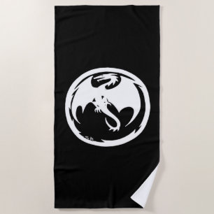 White Dragon black beach towel