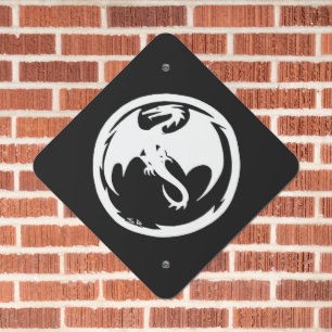 White Dragon black diamond metal sign
