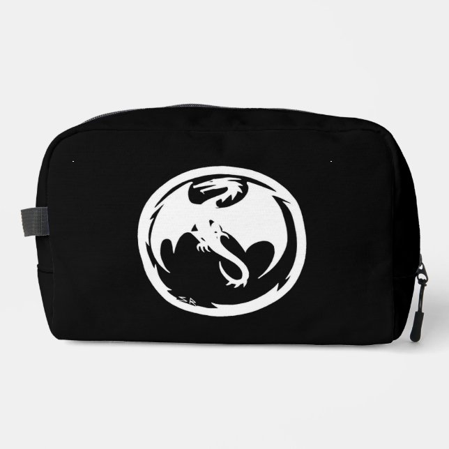 White Dragon black dopp kit toiletry bag (Front)