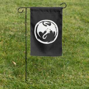 White Dragon black garden flag