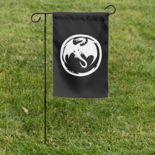 White Dragon black garden flag
