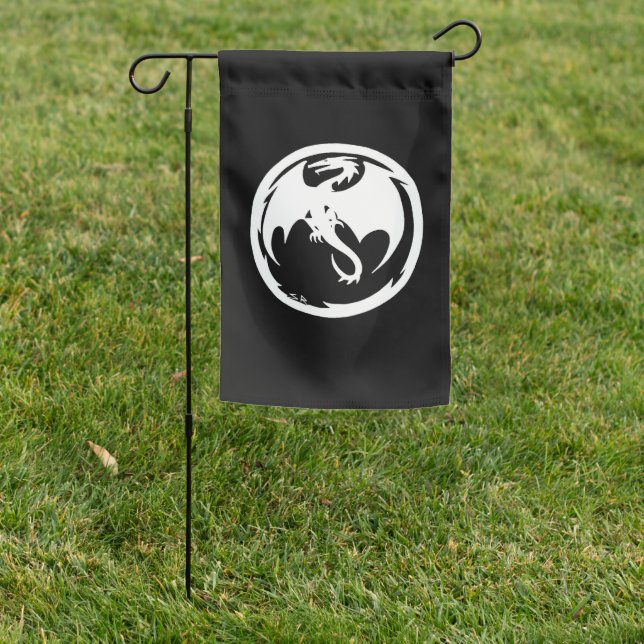 White Dragon black garden flag (In SItu)