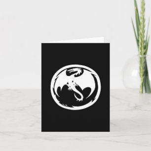 White Dragon black greeting card