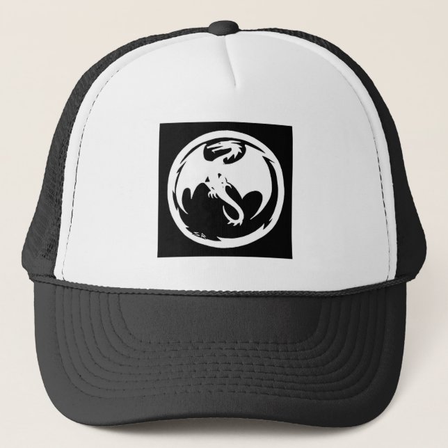 White Dragon black trucker hat (Front)