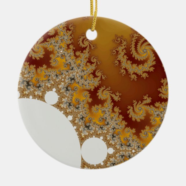 White Dragon - Fractal Art Ceramic Ornament (Front)