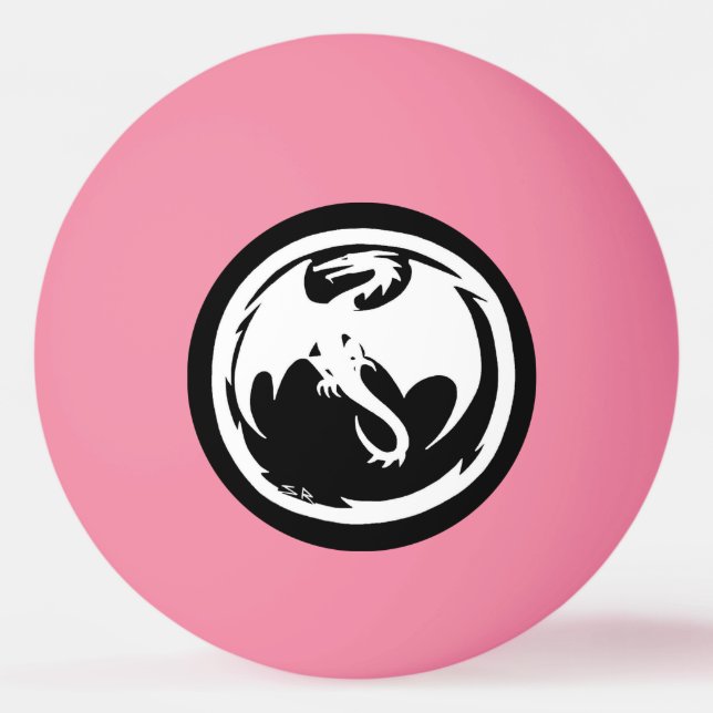 White Dragon pink orange glo 1 star ping pong ball (Front)