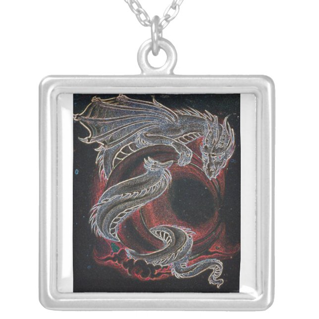 White Dragon Red Moon Necklace (Front)