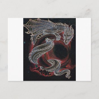 White Dragon  Red Moon On Black Postcard by DragonL8dy at Zazzle
