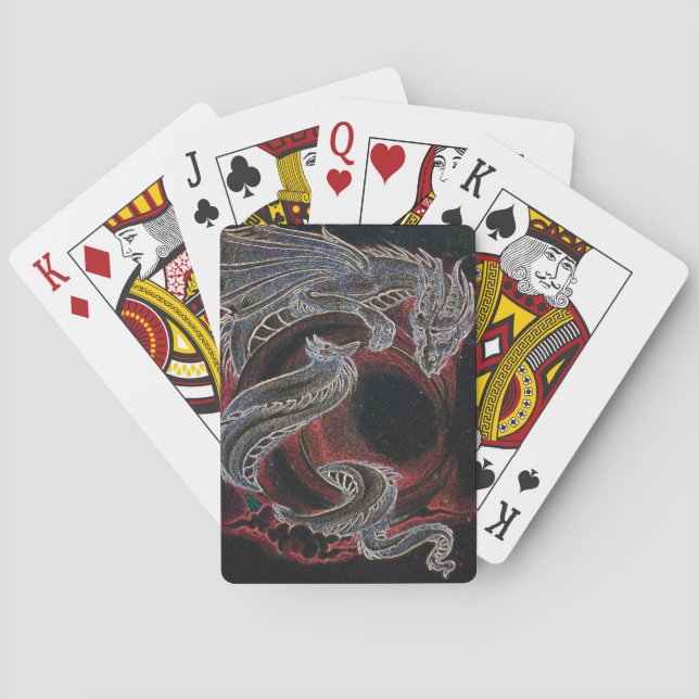 "White Dragon, Red Moon" Poker Cards (Back)