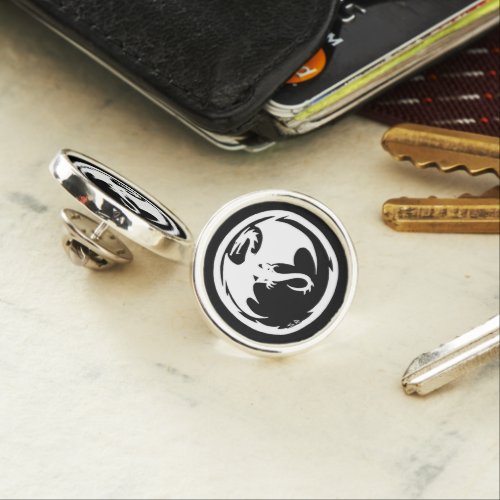 White Dragon silver plated lapel pin