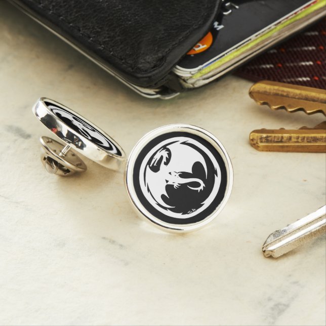 White Dragon silver plated lapel pin (In Situ)