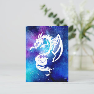 White Dragon Tattoo in Space Postcard