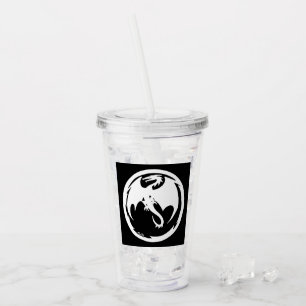 White Dragon white clear acrylic tumbler