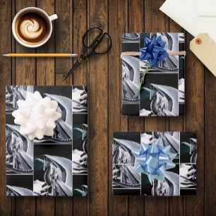 White Dragon Woman Fantasy Auroras Borealis Wrapping Paper Sheets
