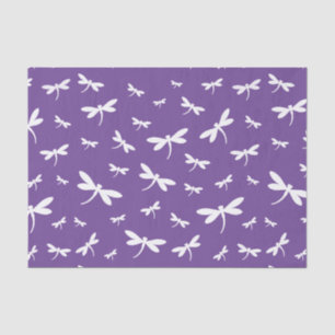 White Dragonflies Pattern - Customizable BG Color Tissue Paper