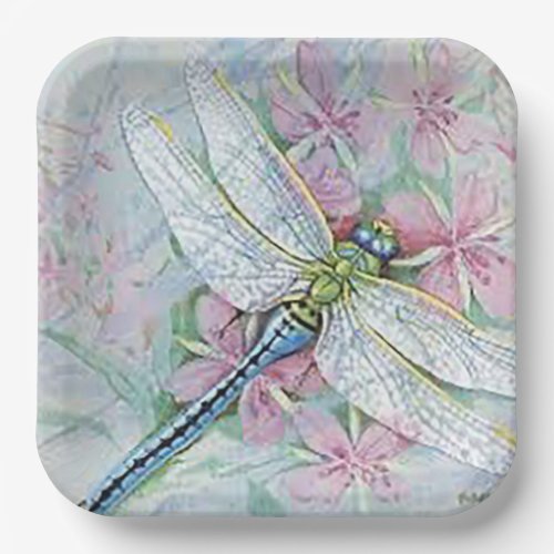 White Dragonfly  Paper Plates
