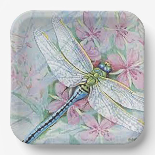 “White Dragonfly”  Paper Plates (Front)