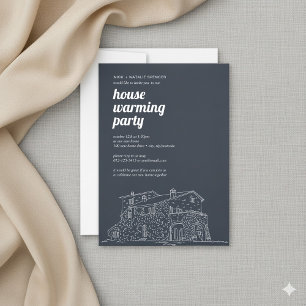 White drawn night House warming party invitation