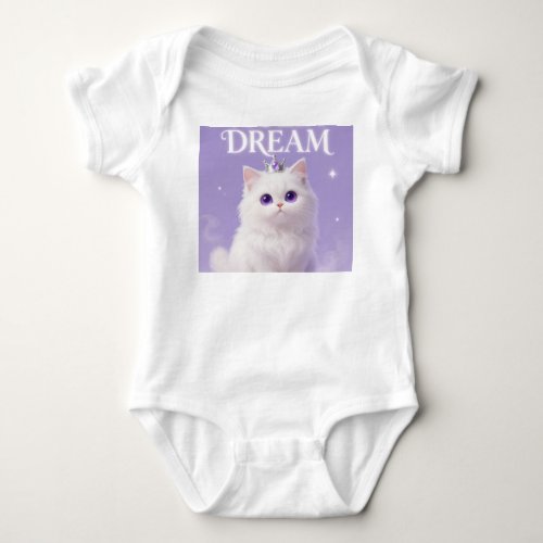 White Dream Cat Royal Princess Kitty Baby Bodysuit