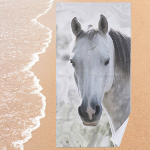 White dream horse beach towel