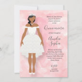 White Dress and Tiara Pink Quinceanera Invitations (Front)