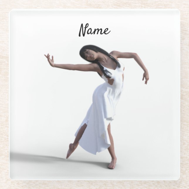 White Dress Dancer Thunder_Cove  Glass Coaster (Front)