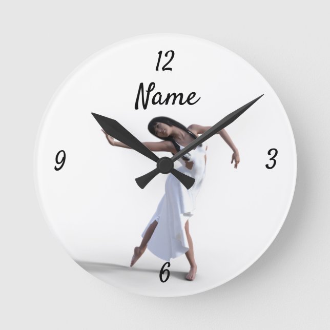 White Dress Dancer Thunder_Cove Round Clock (Front)