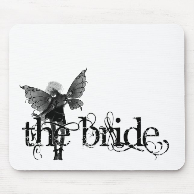 White Dress Fairy B&W Negative - The Bride Mouse Pad (Front)