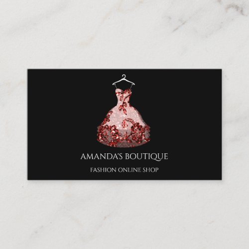 White Dress Logo Fashion  Wedding Event Red Black  Business Card