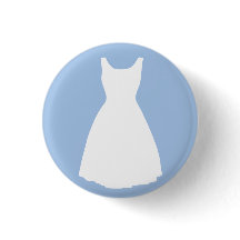White Dress on Light Blue Button