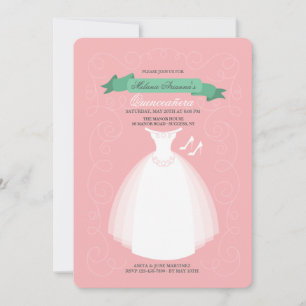 White Dress Quinceañera Invitation