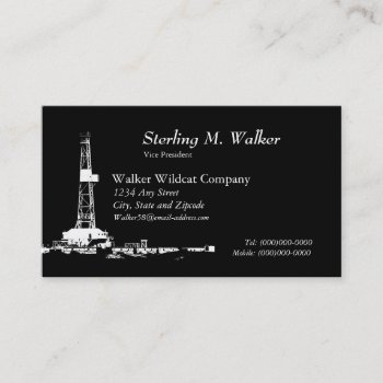 White Drilling Rig Silhouette Business Card by OilfieldGifts at Zazzle