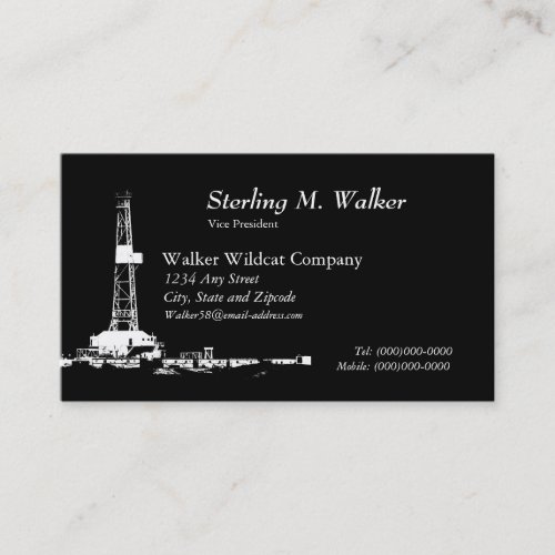 White Drilling Rig Silhouette Business Card