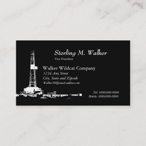 Customizable White Drilling Rig Silhouette Business Card