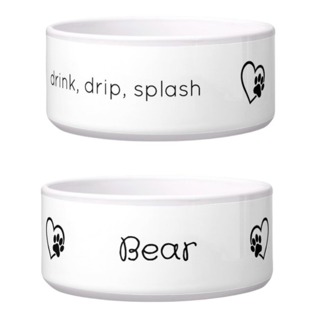 White 'drink drip splash' Dog Name Bowl (Creator Uploaded)