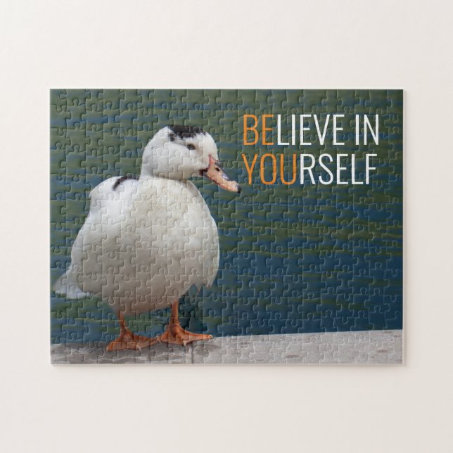 White Duck Believe in Yourself Jigsaw Puzzle (Horizontal)