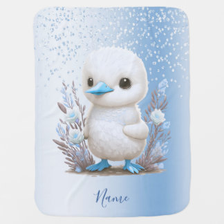 White Duck Blue Floral Baby Blanket