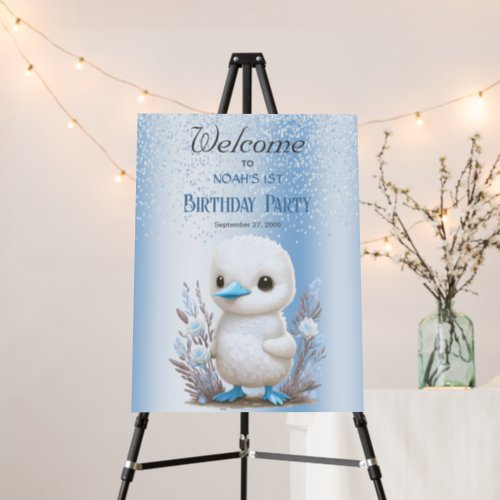 White Duck Blue Floral Birthday Welcome Foam Board